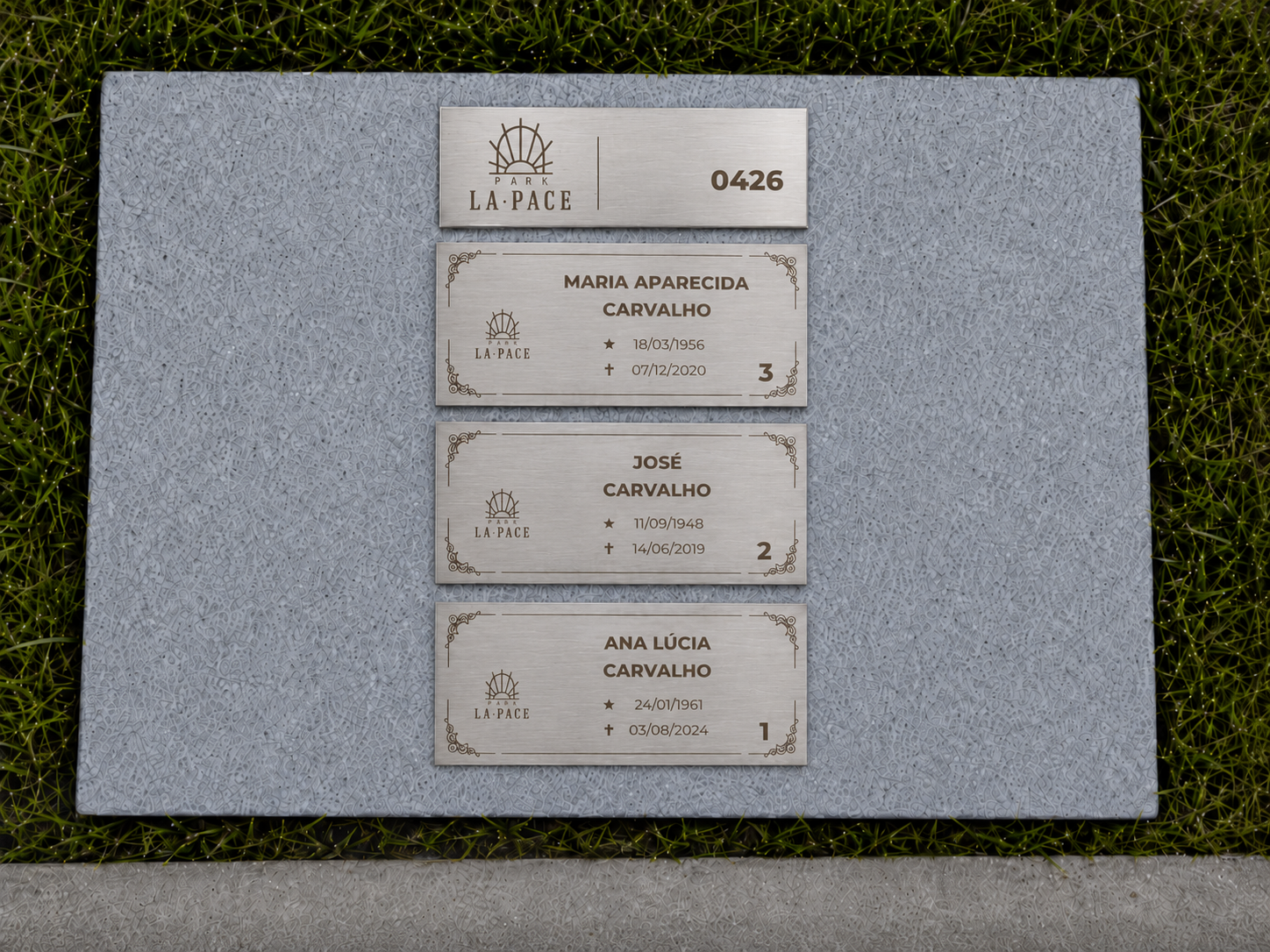 Placa de identificação em inox sem foto no Park La Pace